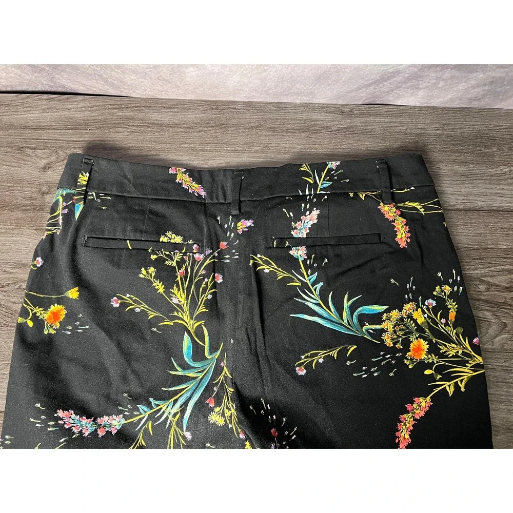 Worthington Black Floral Ankle Pants Modern Fit Stretch Women's Size 8 Cotton - Picture 6 of 8